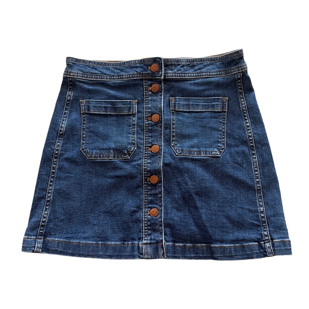 Madewell Dark Blue Denim Button-Front A-Line Mini Skirt